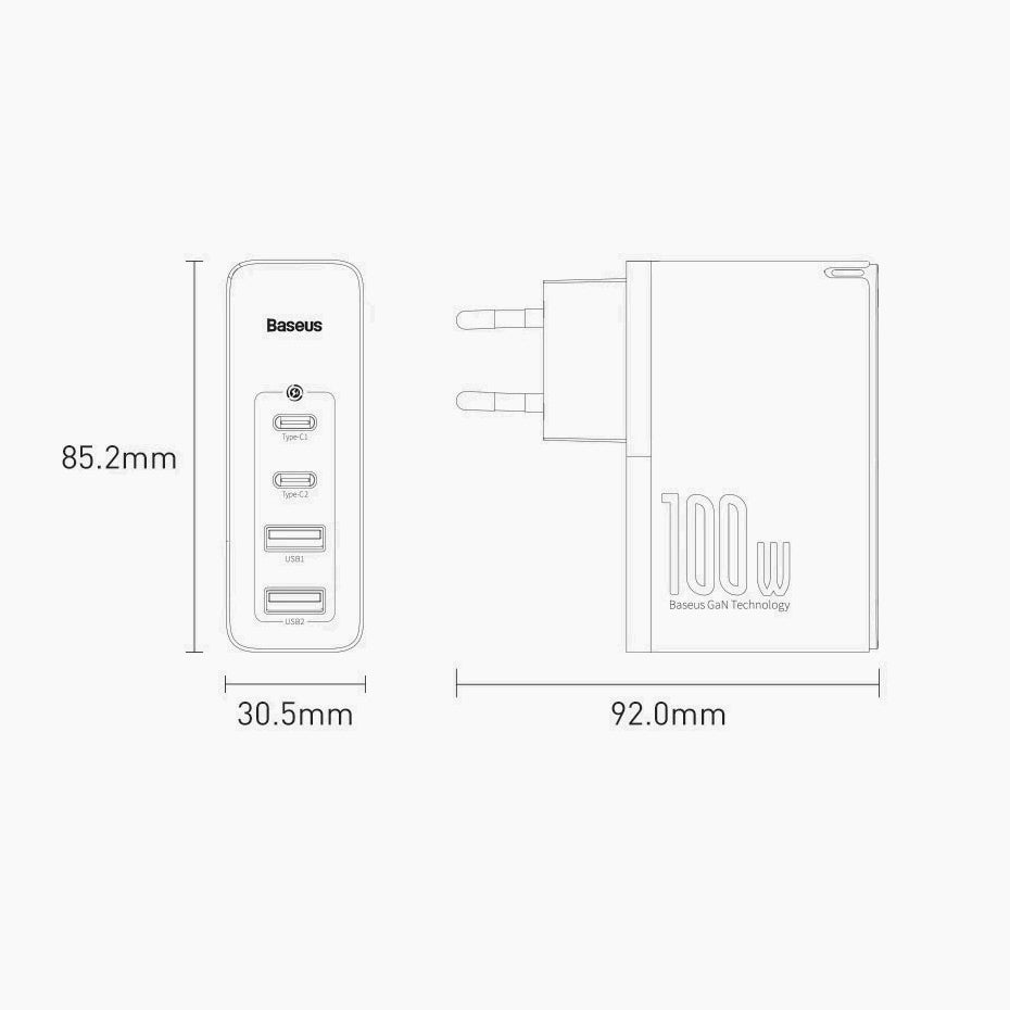 Chargeur Universel Ultra-rapide / 4-en-1 / 100W / Compact