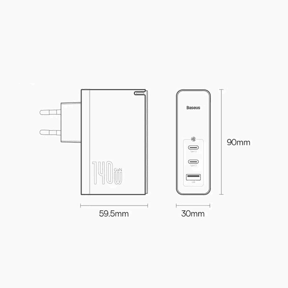 Chargeur Universel Ultra-rapide / 3-en-1 / 140W / Compact