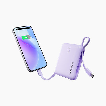 Batterie externe rapide Miniature / 20W / 10000mAh / 4 sorties / 2 câbles intégrés