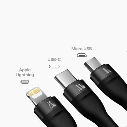 Câble rétractable 3-en-1 (Micro USB / USB-C / Apple Lightning) - Charge rapide 100W